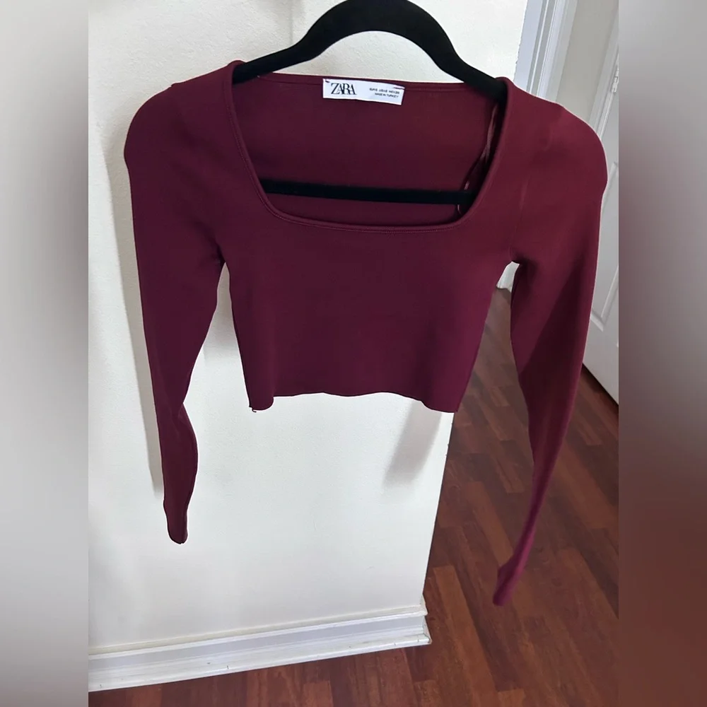 Zara Long Sleeve Strechy Cropped Top S